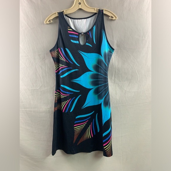 Boho Tropical Print Keyhole Neckline Tank Dress - Picture 6 of 7